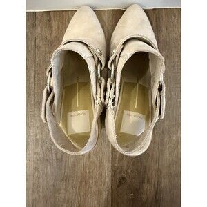 Dolce Vita RANGO Women's Suede Beige Slingback Mules Block Heel Size 7.5